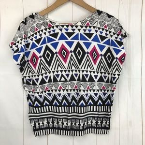 Josep A Tribal White Sleeveless Top Size L